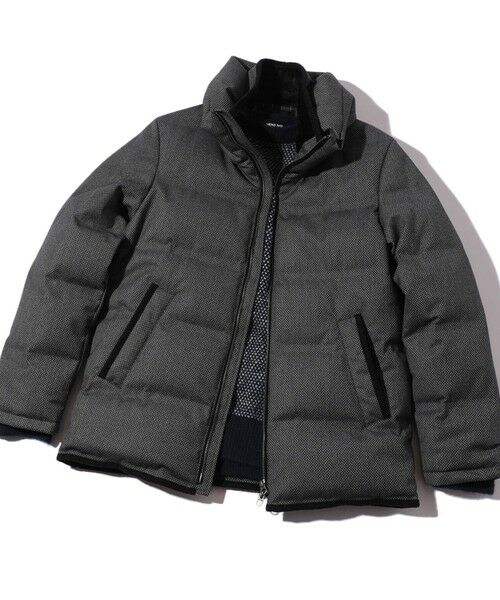 MEN'S BIGI / メンズビギ ダウンジャケット・ベスト | マイクロブロックチェックボリュームネックダウン（グレー系）