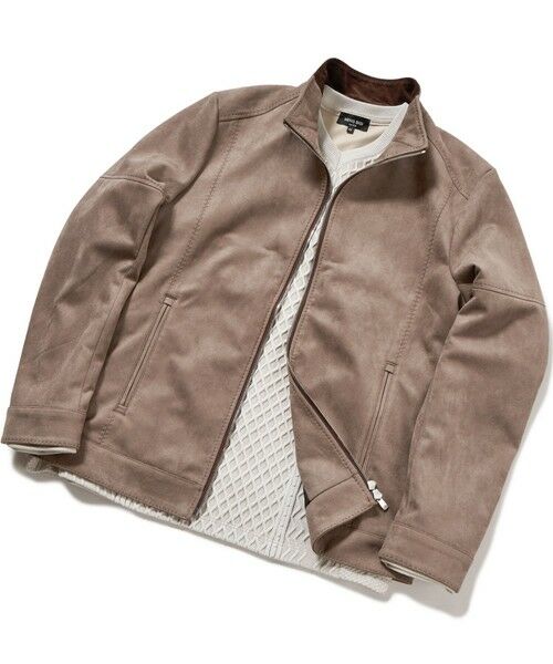 MEN'S BIGI / メンズビギ レザーブルゾン・ジャケット | フェイクスエードダンボールブルゾン（グレー）