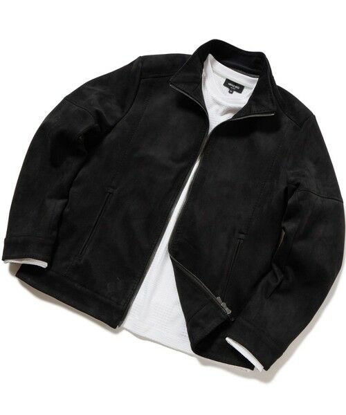 MEN'S BIGI / メンズビギ レザーブルゾン・ジャケット | フェイクスエードダンボールブルゾン（ブラック）