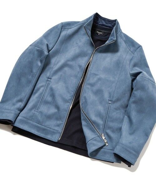 MEN'S BIGI / メンズビギ レザーブルゾン・ジャケット | フェイクスエードダンボールブルゾン（ブルー）