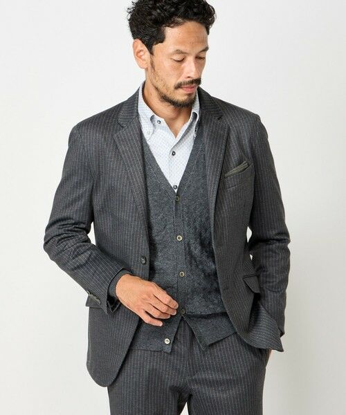 MEN'S BIGI / メンズビギ テーラードジャケット | 【ACTIVE TAILOR】エクストラTRジャージヘリンボーンプリントテーラードジャケット＜セットアップ・スリーピース対応＞ | 詳細1