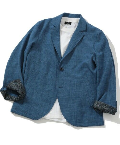 MEN'S BIGI / メンズビギ テーラードジャケット | ポリエステルブッチャーストレッチテーラードジャケット＜セットアップ対応＞（ブルー）