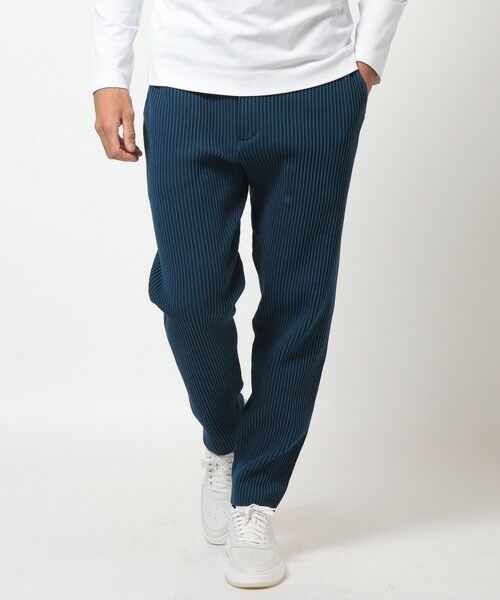 MEN'S BIGI / メンズビギ スラックス・ドレスパンツ | たて畝ニットジャージイージーパンツ＜セットアップ対応＞（ブルー）