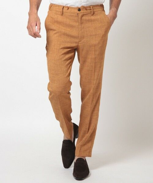 MEN'S BIGI / メンズビギ スラックス・ドレスパンツ | ポリエステルブッチャーストレッチパンツ＜セットアップ対応＞（ブラウン）