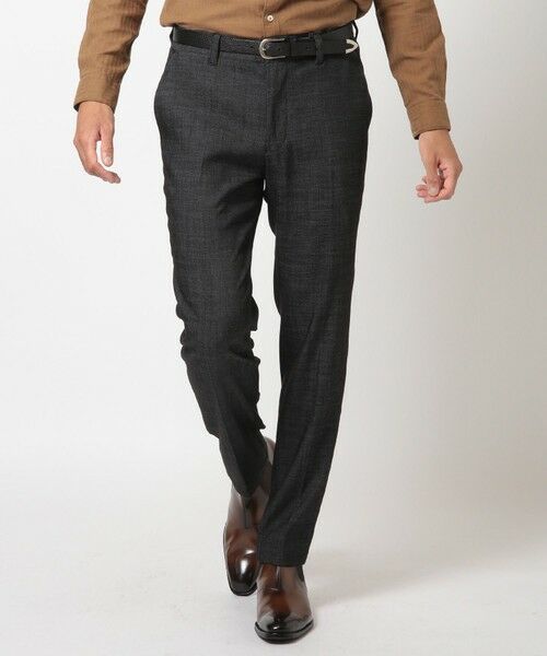 MEN'S BIGI / メンズビギ スラックス・ドレスパンツ | スラブデイム調ロイヤルオックスシャンブレースラックスパンツ（グレー）