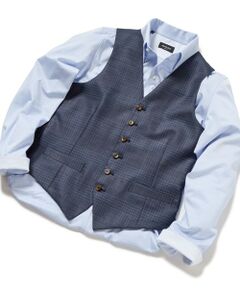 MEN'S BIGI / メンズビギ ベスト | ブライトインディゴ調チェックストレッチベスト＜スリーピース対応＞