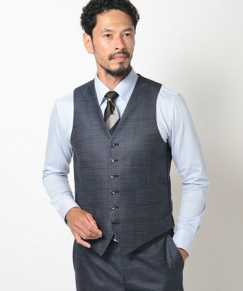 MEN'S BIGI / メンズビギ ベスト | ブライトインディゴ調チェックストレッチベスト＜スリーピース対応＞ | 詳細1