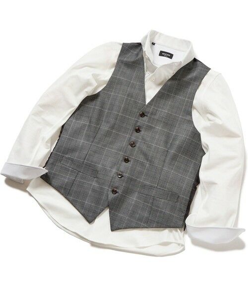 MEN'S BIGI / メンズビギ ベスト | ブライト杢グレンチェックベスト＜スリーピース対応＞（グレー）