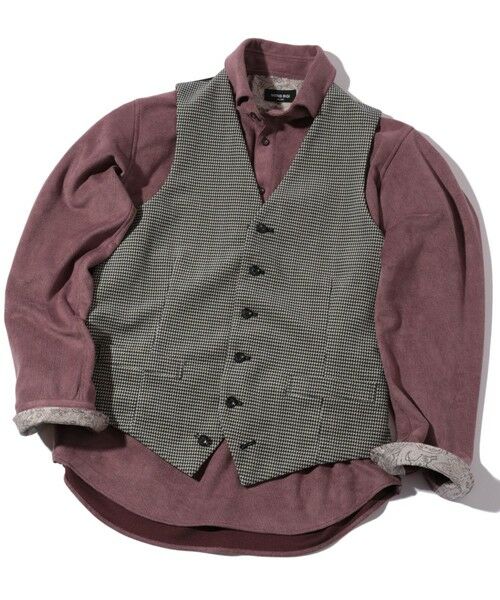 MEN'S BIGI / メンズビギ ベスト | トリコットコーデュロイ千鳥格子プリントベスト（グレー）