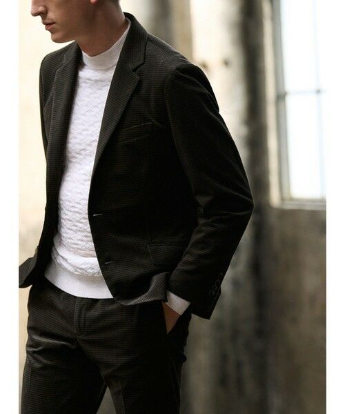 MEN'S BIGI / メンズビギ ニット・セーター | ランダムヘリンボン編み12Gジャカードニット | 詳細7