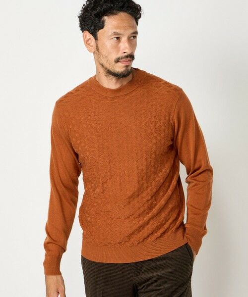 MEN'S BIGI / メンズビギ ニット・セーター | ランダムヘリンボン編み12Gジャカードニット | 詳細12