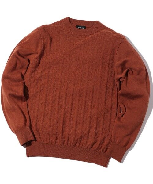 MEN'S BIGI / メンズビギ ニット・セーター | ランダムヘリンボン編み12Gジャカードニット（オレンジ系）