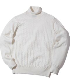 MEN'S BIGI / メンズビギ ニット・セーター | ランダムヘリンボン編み12Gジャカードハイネックニット