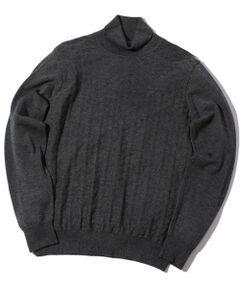 MEN'S BIGI / メンズビギ ニット・セーター | ランダムヘリンボン編み12Gジャカードハイネックニット