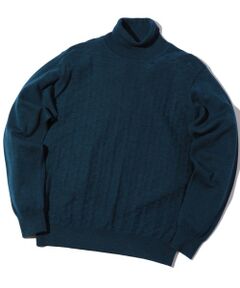 MEN'S BIGI / メンズビギ ニット・セーター | ランダムヘリンボン編み12Gジャカードハイネックニット