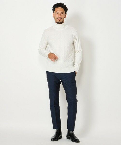 MEN'S BIGI / メンズビギ ニット・セーター | ランダムヘリンボン編み12Gジャカードハイネックニット | 詳細2