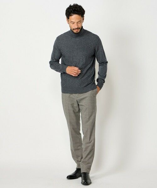 MEN'S BIGI / メンズビギ ニット・セーター | ランダムヘリンボン編み12Gジャカードハイネックニット | 詳細6