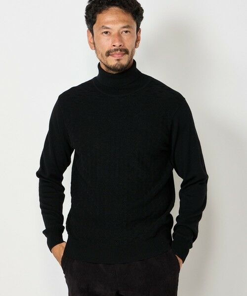 MEN'S BIGI / メンズビギ ニット・セーター | ランダムヘリンボン編み12Gジャカードハイネックニット | 詳細8