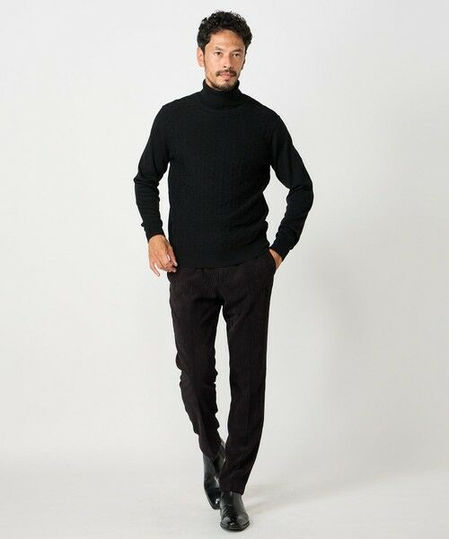 MEN'S BIGI / メンズビギ ニット・セーター | ランダムヘリンボン編み12Gジャカードハイネックニット | 詳細9