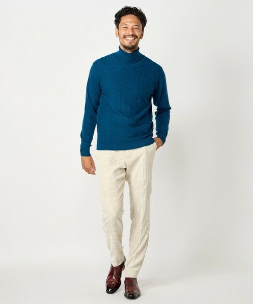 MEN'S BIGI / メンズビギ ニット・セーター | ランダムヘリンボン編み12Gジャカードハイネックニット | 詳細13