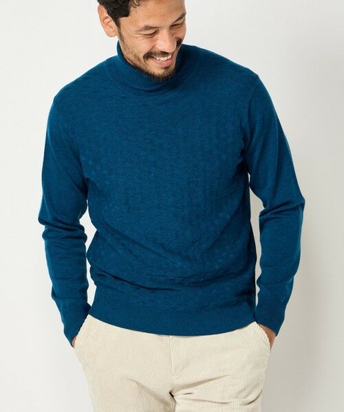 MEN'S BIGI / メンズビギ ニット・セーター | ランダムヘリンボン編み12Gジャカードハイネックニット | 詳細12