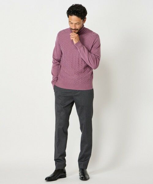 MEN'S BIGI / メンズビギ ニット・セーター | ランダムヘリンボン編み12Gジャカードハイネックニット | 詳細23