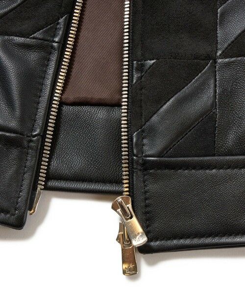 MEN'S BIGI / メンズビギ レザーブルゾン・ジャケット | クロームタンニングレザー千鳥格子コンビジャケット | 詳細11