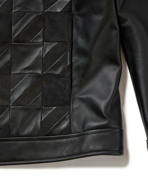 MEN'S BIGI / メンズビギ レザーブルゾン・ジャケット | クロームタンニングレザー千鳥格子コンビジャケット | 詳細9