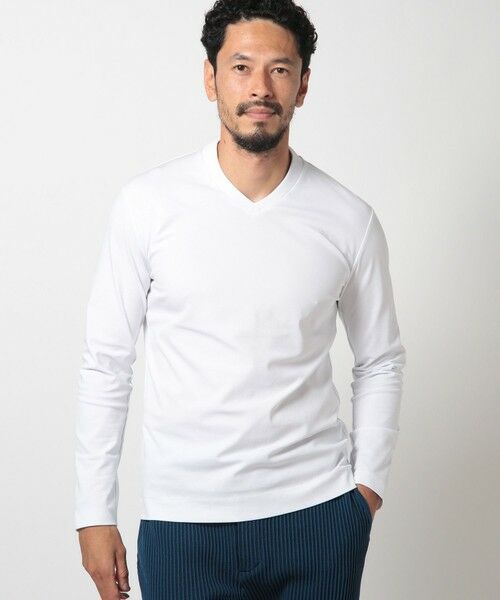 MEN'S BIGI / メンズビギ Tシャツ | 【ACTIVE TAILOR】シルケットスムースVネックロングTシャツ | 詳細1