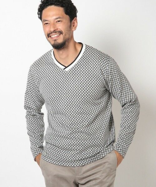 MEN'S BIGI / メンズビギ Tシャツ | フクレジャカードVネックカットソー | 詳細1