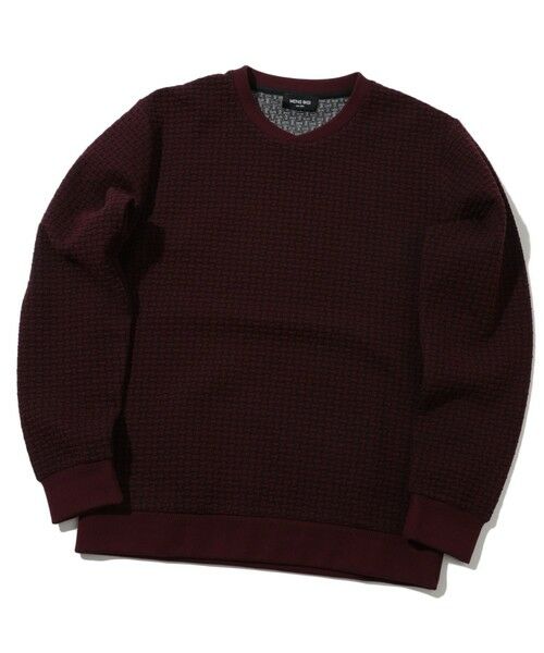 MEN'S BIGI / メンズビギ Tシャツ | 格子柄フクレジャカードカットソー（ボルドー）