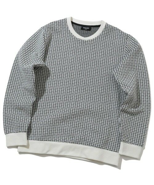 MEN'S BIGI / メンズビギ Tシャツ | 格子柄フクレジャカードカットソー（ホワイト系）