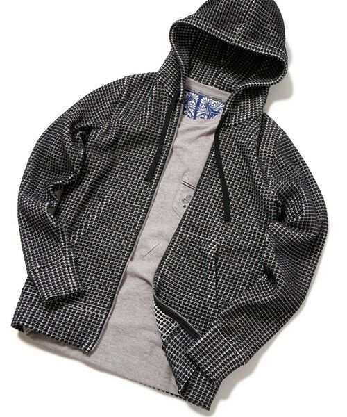 MEN'S BIGI / メンズビギ スウェット | 【Seagreen/シーグリーン】ビッグワッフルパーカ（ブラック）