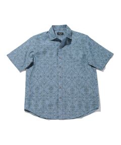 MEN'S BIGI / メンズビギ シャツ・ブラウス | コットンダンガリーエスニックプリント半袖シャツ