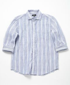 MEN'S BIGI / メンズビギ シャツ・ブラウス | 変形タックサッカーストライプ7分シャツ