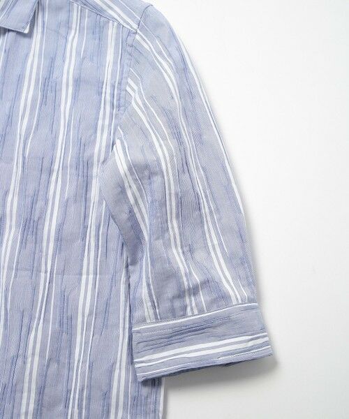 MEN'S BIGI / メンズビギ シャツ・ブラウス | 変形タックサッカーストライプ7分シャツ | 詳細7