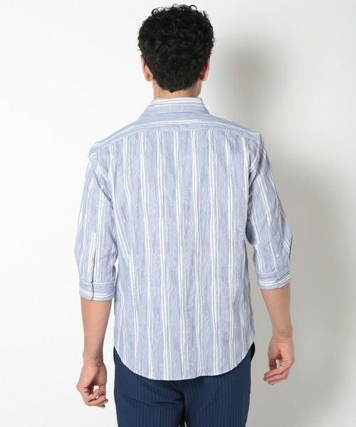 MEN'S BIGI / メンズビギ シャツ・ブラウス | 変形タックサッカーストライプ7分シャツ | 詳細3