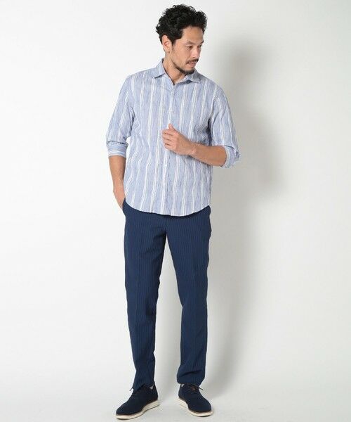 MEN'S BIGI / メンズビギ シャツ・ブラウス | 変形タックサッカーストライプ7分シャツ | 詳細4