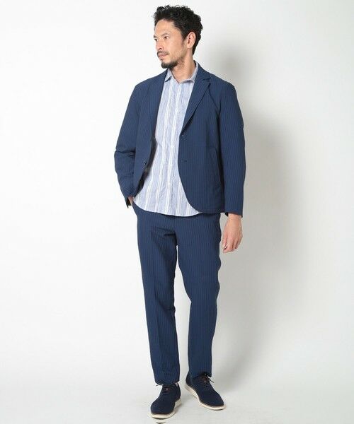 MEN'S BIGI / メンズビギ シャツ・ブラウス | 変形タックサッカーストライプ7分シャツ | 詳細5