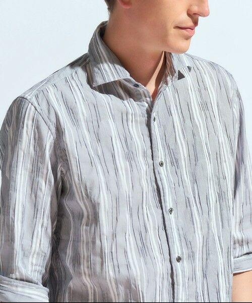 MEN'S BIGI / メンズビギ シャツ・ブラウス | 変形タックサッカーストライプ7分シャツ | 詳細16
