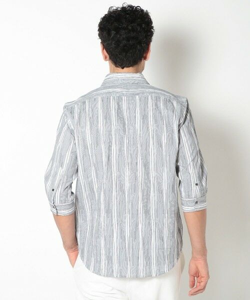 MEN'S BIGI / メンズビギ シャツ・ブラウス | 変形タックサッカーストライプ7分シャツ | 詳細13