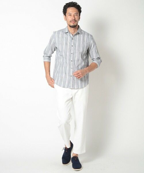 MEN'S BIGI / メンズビギ シャツ・ブラウス | 変形タックサッカーストライプ7分シャツ | 詳細14
