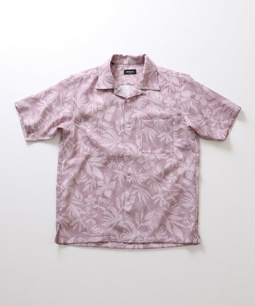 MEN'S BIGI / メンズビギ シャツ・ブラウス | オリジナルボタニカルプリント開襟シャツ（ピンク）