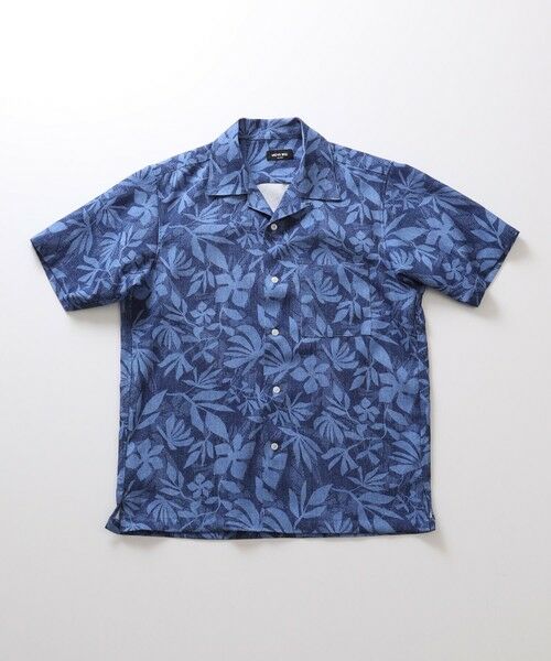 MEN'S BIGI / メンズビギ シャツ・ブラウス | オリジナルボタニカルプリント開襟シャツ（ブルー）