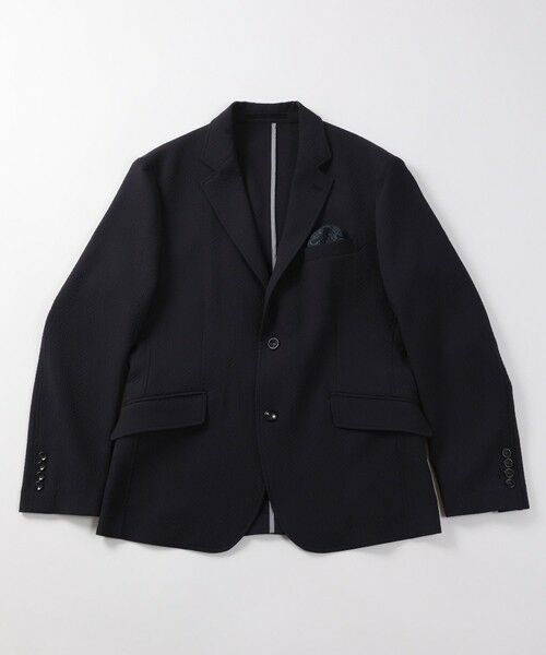 MEN'S BIGI / メンズビギ テーラードジャケット | ヘリンボーンストレッチジャケット（ネイビー）