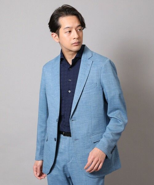 MEN'S BIGI / メンズビギ テーラードジャケット | スラブツイルテーラードジャケット（セットアップ対応）（ブルー）