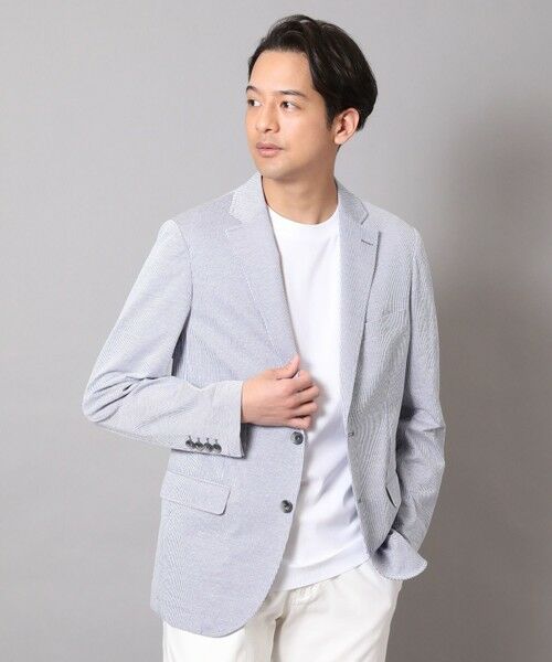 MEN'S BIGI / メンズビギ テーラードジャケット | サッカーストライプジャージテーラードジャケット（ブルー）