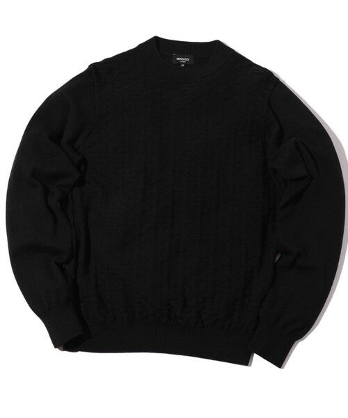 MEN'S BIGI / メンズビギ ニット・セーター | ランダムヘリンボン編み12Gジャカードニット（ブラック）