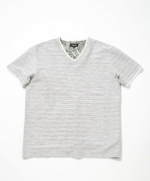 MEN'S BIGI / メンズビギ Tシャツ | 吸水速乾(ABS加工)スラブタックVネックカットソー（ベージュ）