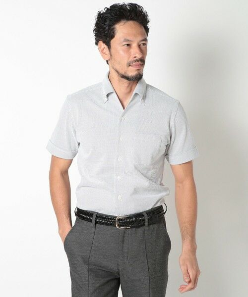 MEN'S BIGI / メンズビギ ポロシャツ | 【ACTIVE TAILOR】吸水速乾ミニワッフルワンピースカラー半袖シャツ | 詳細4